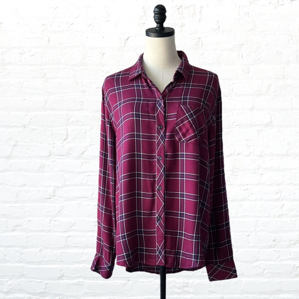 Rails Hunter Plaid Merlot Navy Button Up Shirt | … - image 2